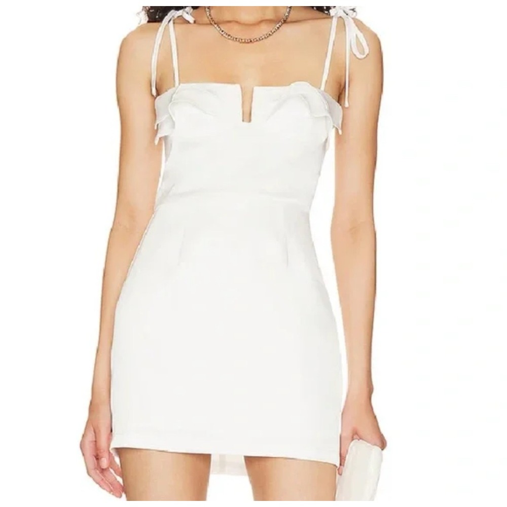 Revolve More To Come White‎ Satin Ruffle Mini Dress Bridal Cocktail XL